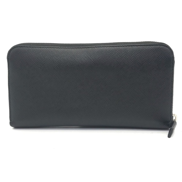 PRADA Saffiano Triangle Long Wallet Zip Around Black - Picture 3 of 11